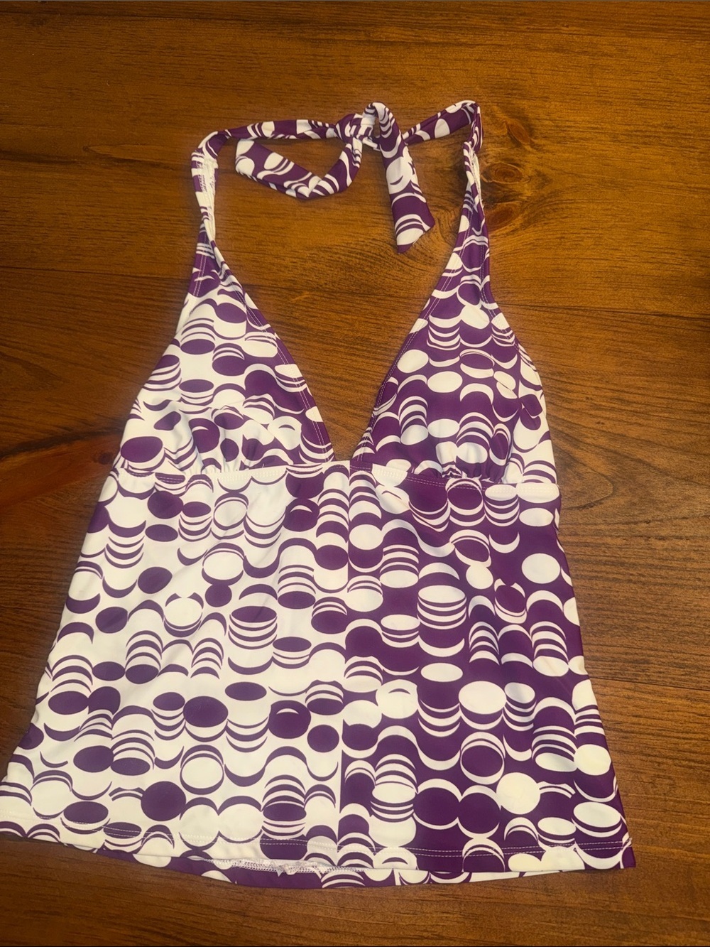 Catalina Purple and White Halter Tankini Top for women